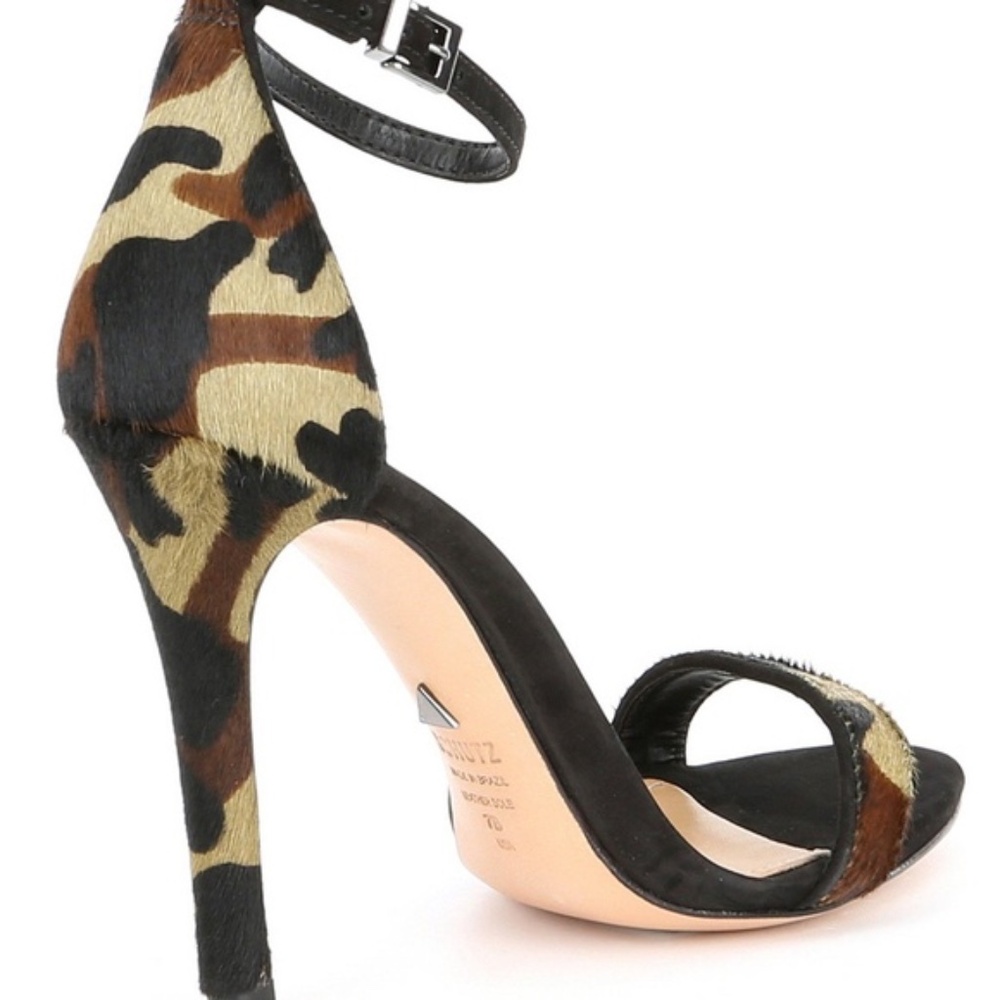 Schutz Nelita Calf Hair Camo High Heels Shoes